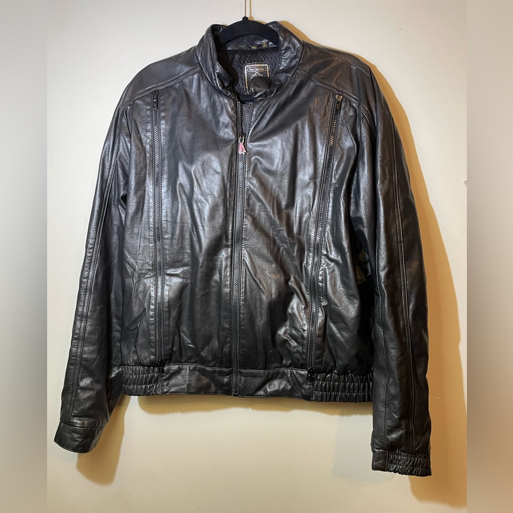 Hein Gericke Echt Leder Mens Motorcycle Biker Jacket Black Leather‎ Vented Sz 46